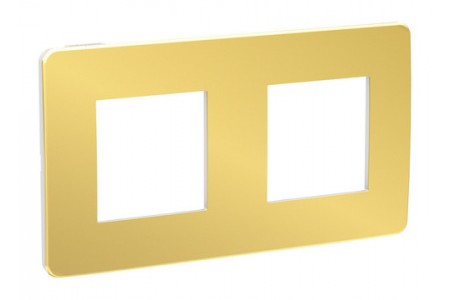 Рамка 2 поста Schneider Electric UNICA NEW STUDIO, два цвета, золото, белый
