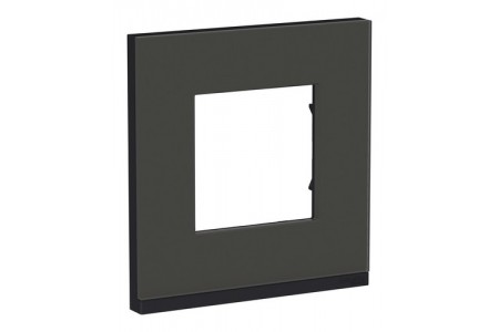 Рамка 1 пост Schneider Electric UNICA PURE, горизонтальная, черное стекло, антрацит