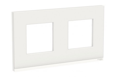 Рамка 2 поста Schneider Electric UNICA PURE, горизонтальная, белое стекло, белая
