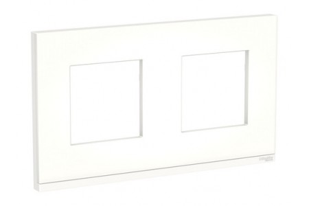 Рамка 2 поста Schneider Electric UNICA PURE, горизонтальная, матовое стекло, белый