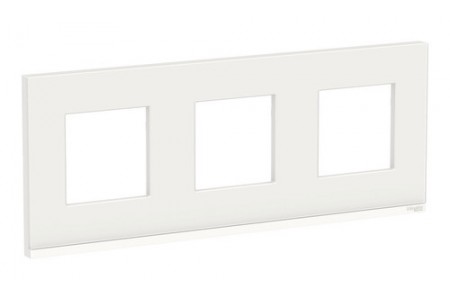 Рамка 3 поста Schneider Electric UNICA PURE, горизонтальная, белое стекло, белая